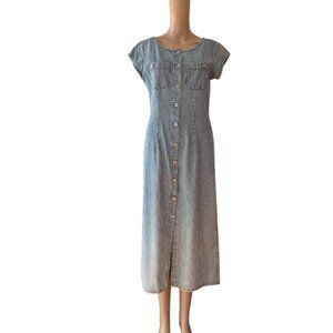 Isabella Bird Denim Stripped Midi Dress